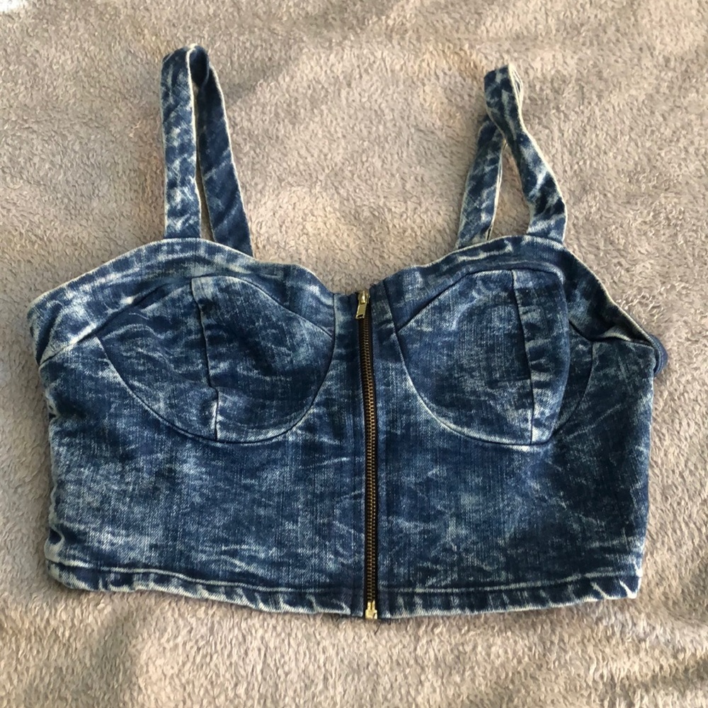 Denim crop top tank top